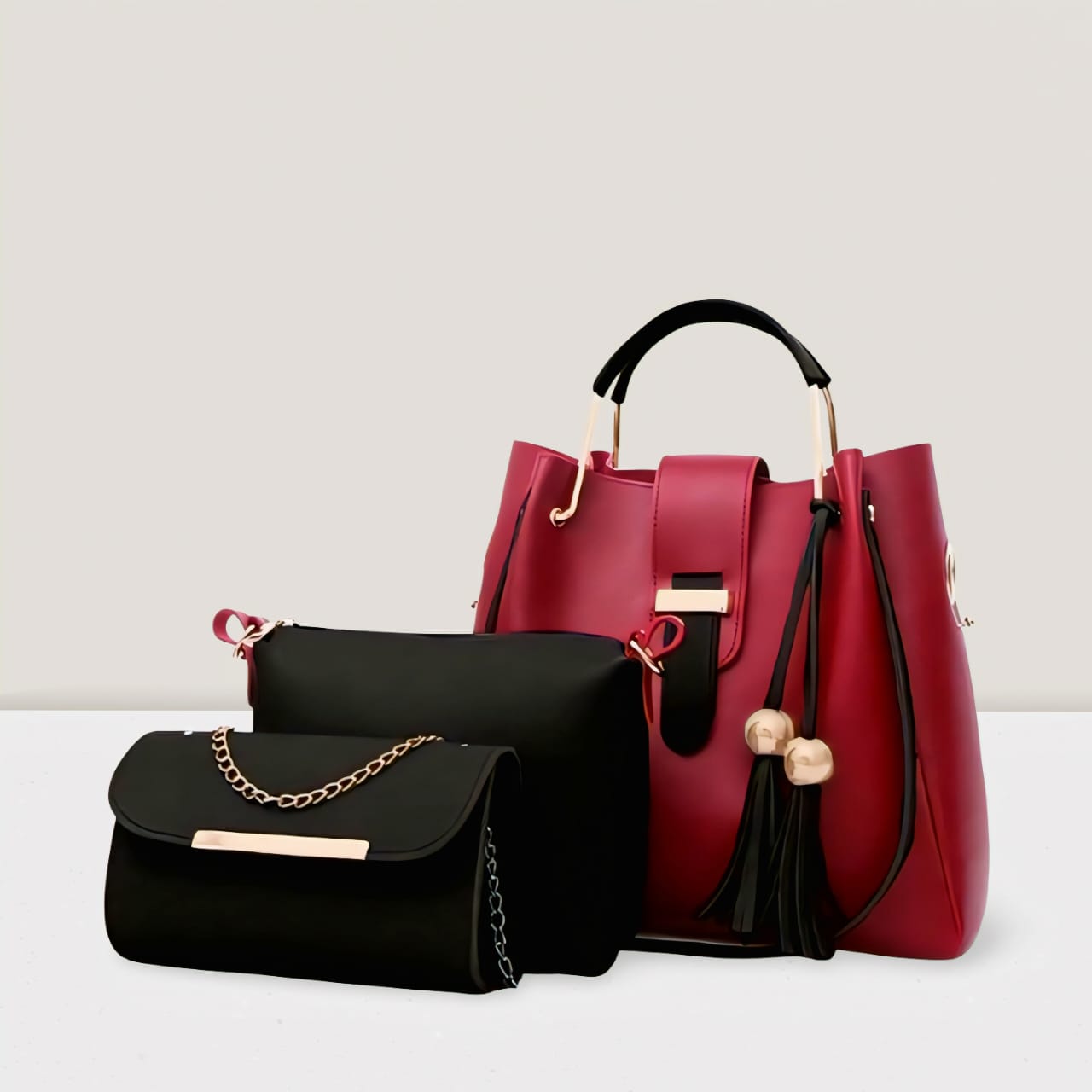 Fashion Fiesta – 3 PCS Shoulder Bag Set (Soft Leather) - 5553