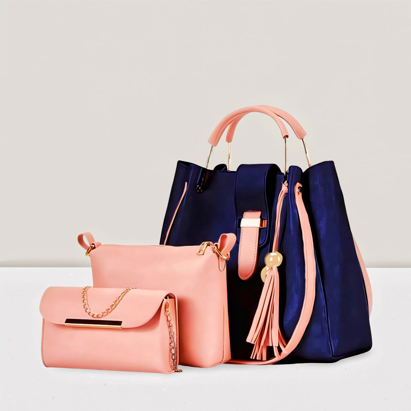 Fashion Fiesta – 3 PCS Shoulder Bag Set (Soft Leather) - 5553