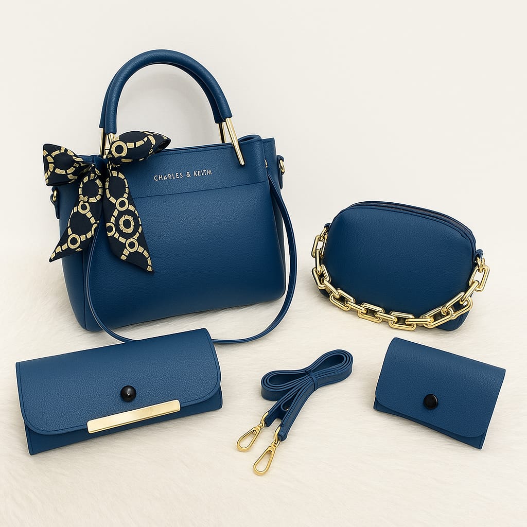 4 PCS Women Shoulder Bag Set – Soft Synthetic Leather (9x12) - 5562