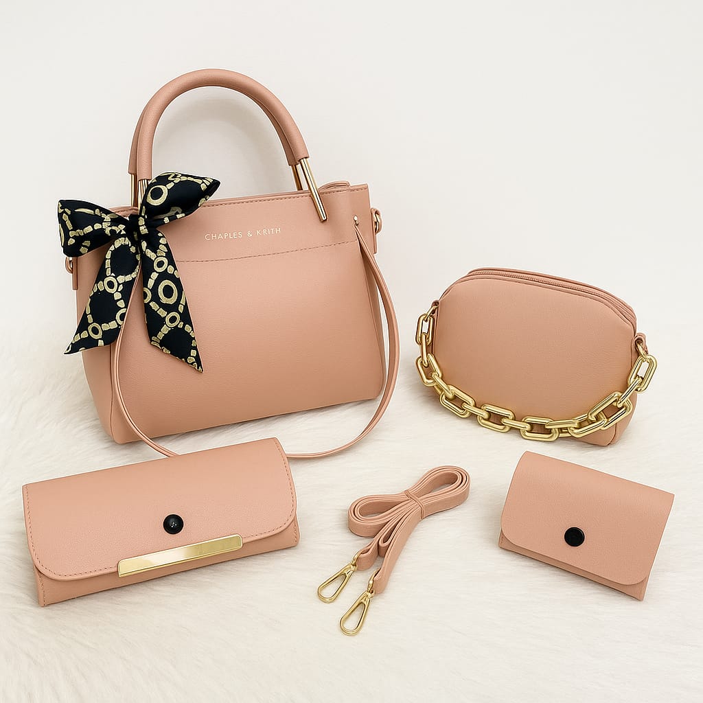 4 PCS Women Shoulder Bag Set – Soft Synthetic Leather (9x12) - 5562