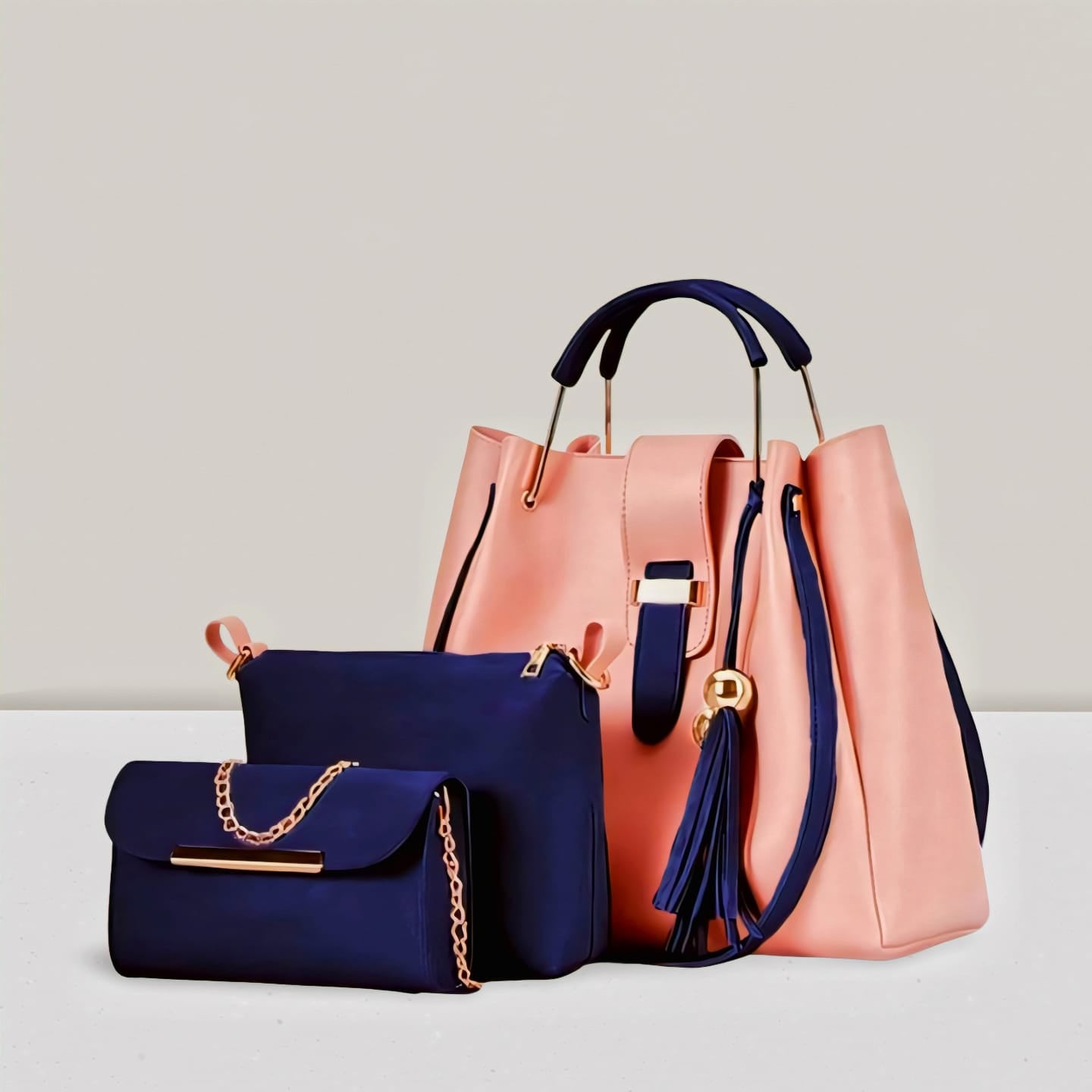 3 PCS Women Shoulder Bag Set – Premium Soft Synthetic Leather (9x12) - 5568