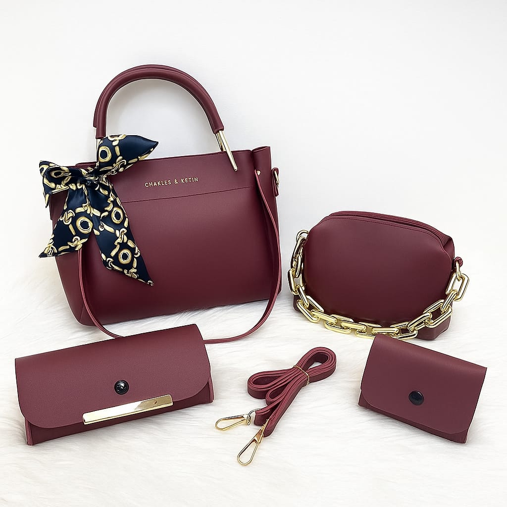 4 PCS Women Shoulder Bag Set – Premium Soft Synthetic Leather (9x12) - 5567