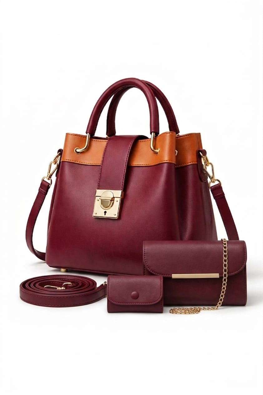 Fashion Fiesta – 3 PCS Shoulder Bag Set (Soft Leather) - 5554