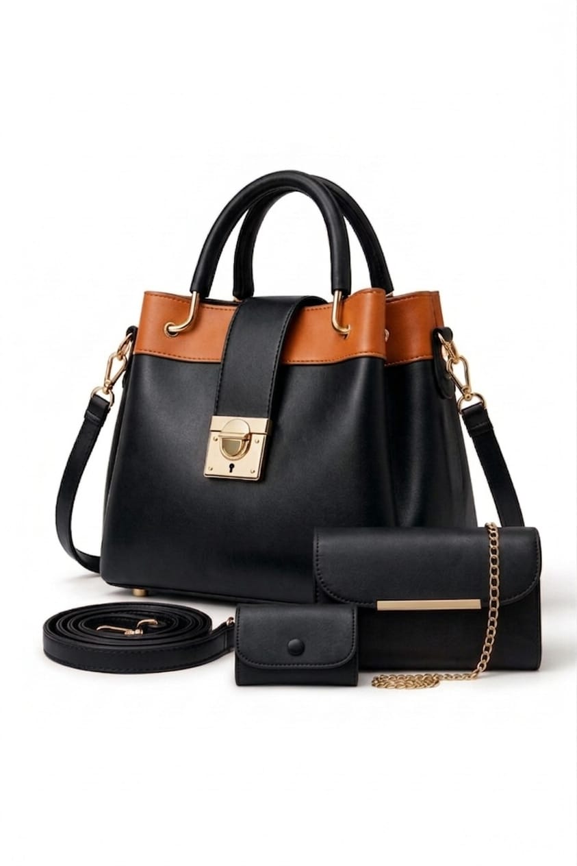 Fashion Fiesta – 3 PCS Shoulder Bag Set (Soft Leather) - 5554