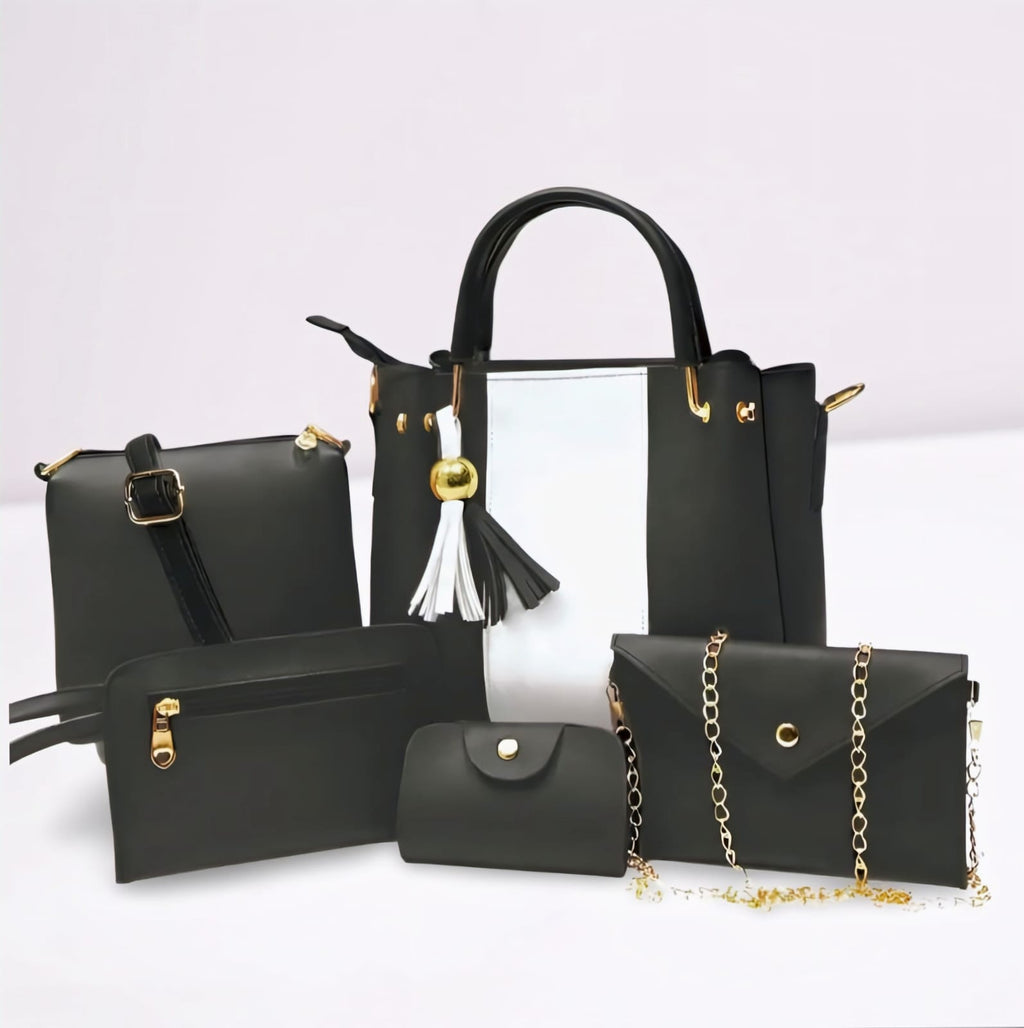 Fashion Fiesta – 5 PCS Shoulder Bag Set (Soft Leather) - 5552