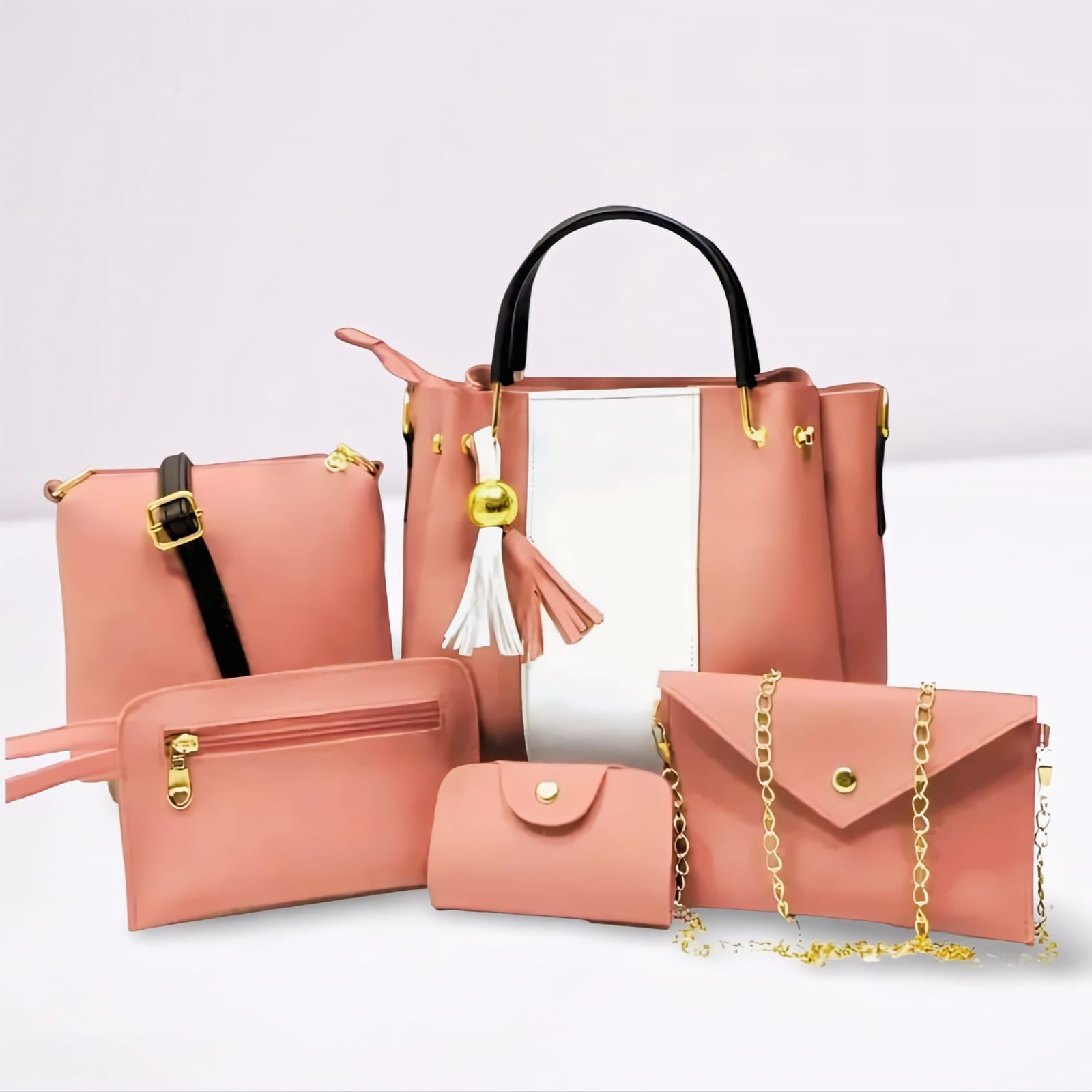 Fashion Fiesta – 5 PCS Shoulder Bag Set (Soft Leather) - 5552